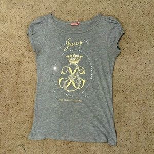 Juicy Couture crown puff sleeve shirt with gems